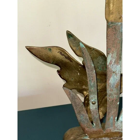 Vintage Brass Flying Duck Bird Goose Cattails Figurine Statue Decor Figure - Picture 6 of 9